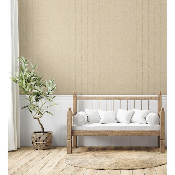 30.75 sq. ft. Canvas Jute The Wellington Striped Vinyl Peel and Stick Wallpaper