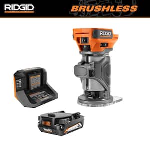 18V Brushless Cordless Compact Trim Router Kit with 18V Lithium Ion 2.0 Ah Battery and Charger