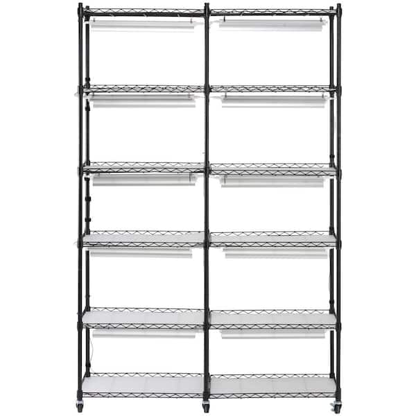 Plant Stand with Grow Light, 6-Tier Large 200W Shelf, 3000K Full Spectrum with Timer and Wheel for Indoor Seed Starting