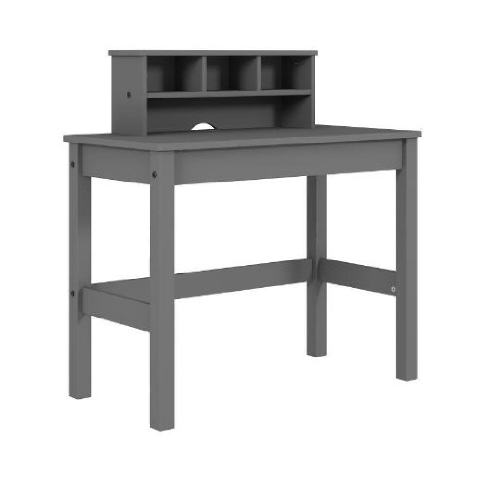 17 in. Rectangular Gray Wood Top 0-Drawer Writing Desk with Wooden Frame