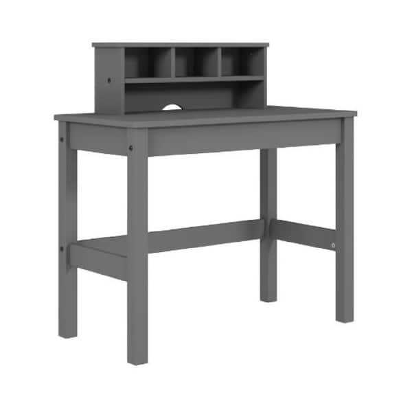 Benjara 17 in. Rectangular Gray Wood Top 0-Drawer Writing Desk with Wooden Frame