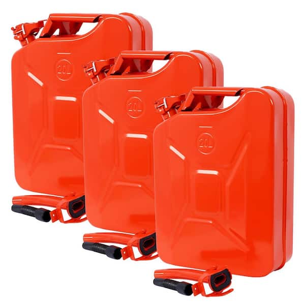 3 Piece/set 20 Liter (5 -Gal)Jerry Fuel Can with Flexible Spout, Portable Steel Jerry Fuel Tank, Fuels Gasoline Cars,RED