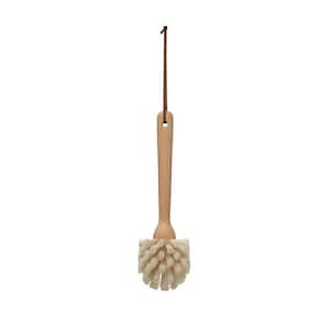 6 in. Beech Wood and Horse Hair Dishwashing Brush with Leather Strap