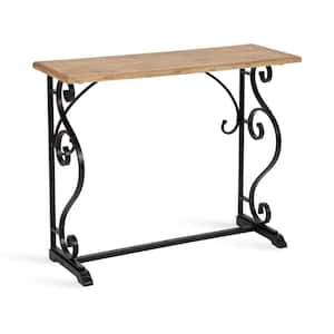Wyldwood 36 in. Rustic Brown and Black Rectangle Wood Farmhouse Console Table
