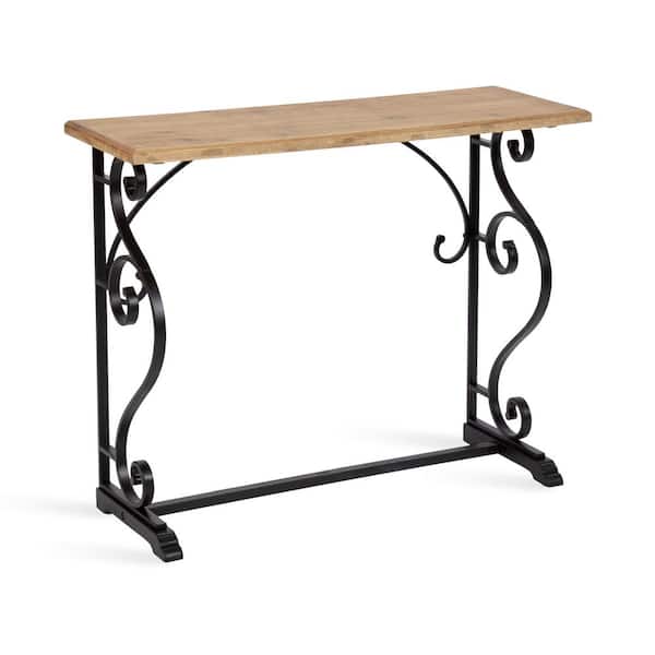 Kate and Laurel Wyldwood 36 in. Rustic Brown and Black Rectangle Wood Farmhouse Console Table