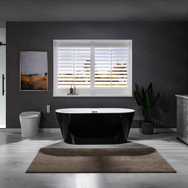 Kolt 59 in. Acrylic FlatBottom Double Ended Bathtub with Brushed Nickel Overflow and Drain Included in Black
