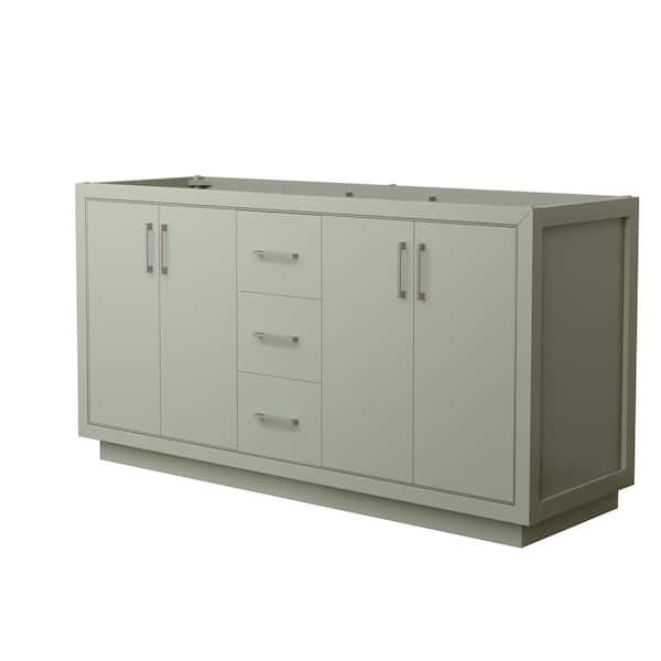 Wyndham Collection Icon 65.25 in. W x 21.75 in. D x 34.25 in. H Double Bath Vanity Cabinet without Top in Light Green