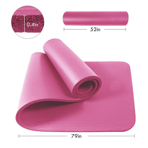 Thick Yoga and Pilates Exercise Mat with Carrying Strap Pink, 1 unit -  Baker's