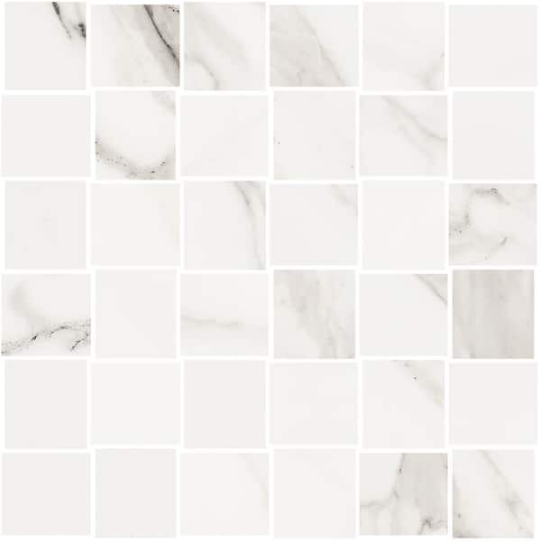 ELIANE Belmar White Weave 12 in. x 12 in. x 9.5mm Porcelain Mosaic Tile ( 0.96 sq.ft. / piece)