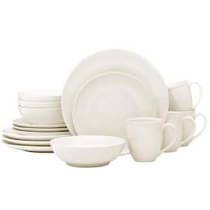 Colorwave Naked 16-Piece Coupe (Beige) Stoneware Dinnerware Set, Service For 4