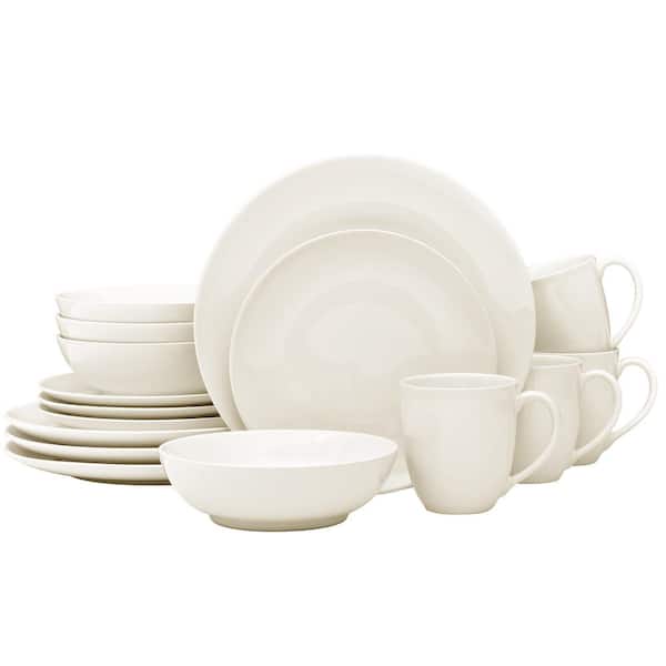Noritake Colorwave Naked 16-Piece Coupe (Beige) Stoneware Dinnerware Set, Service For 4