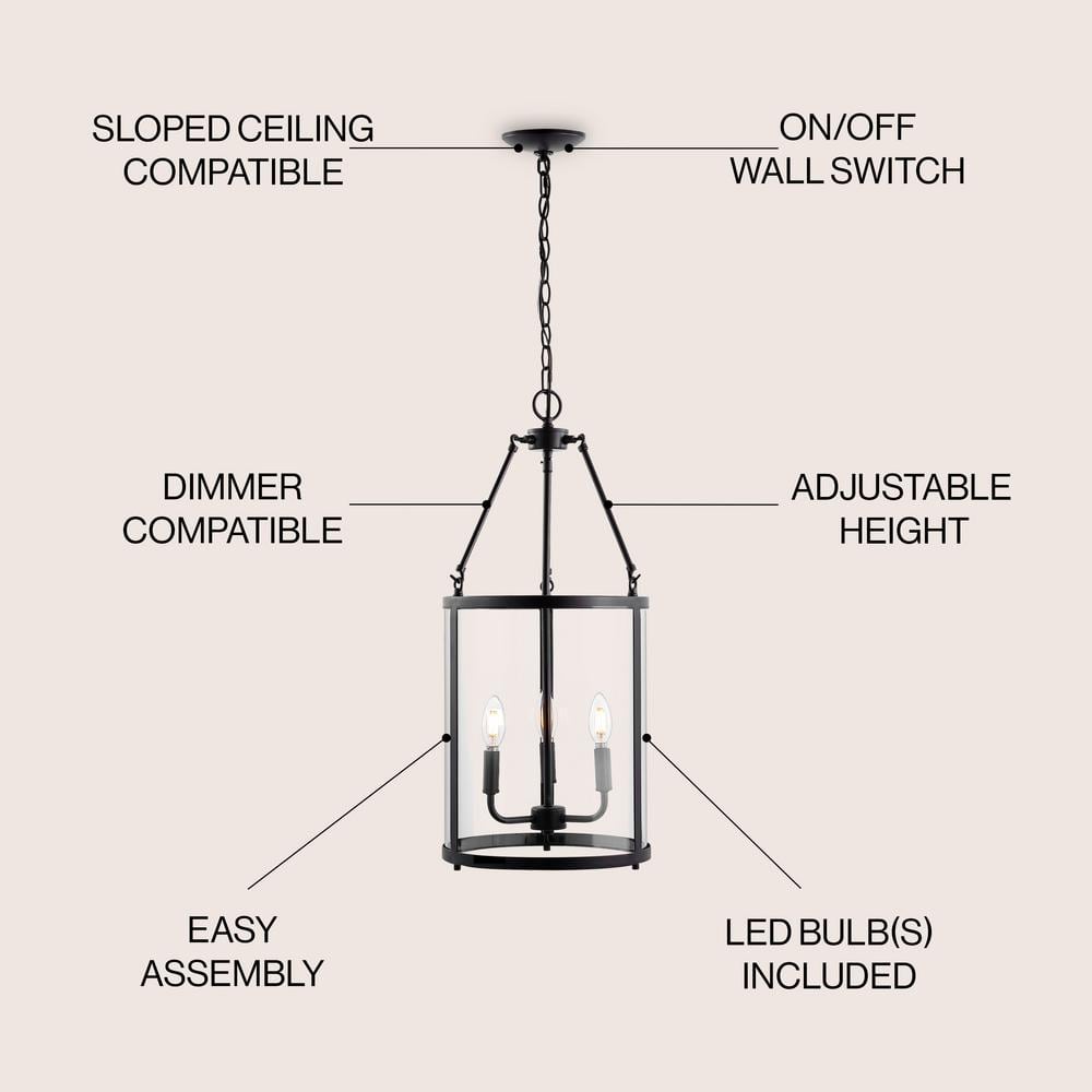 Kinsley 12" Industrial Farmhouse Oil-Rubbed Bronze LED Pendant with Clear Glass