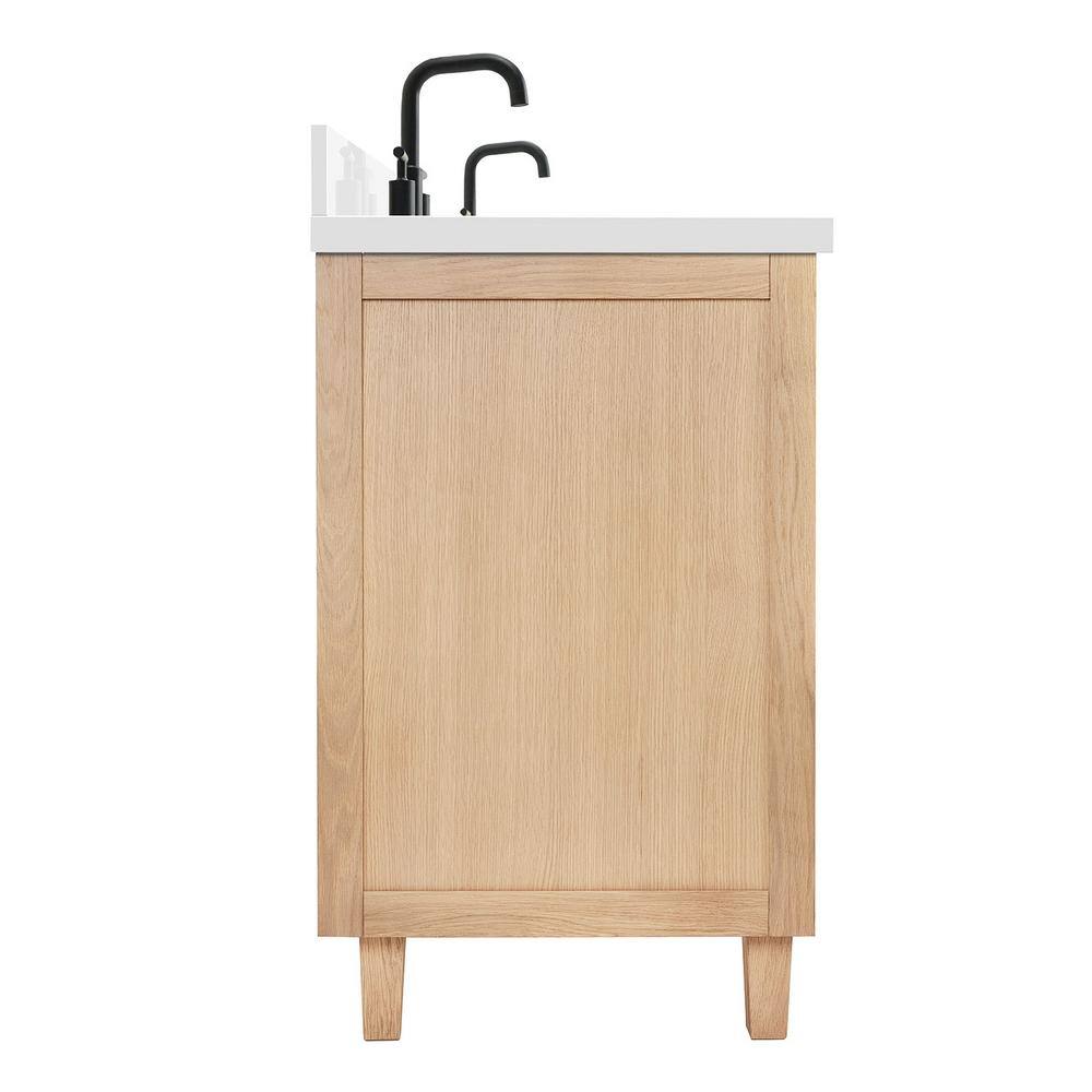 Monroe 67" Light Oak Double Vanity with White Quartz Top
