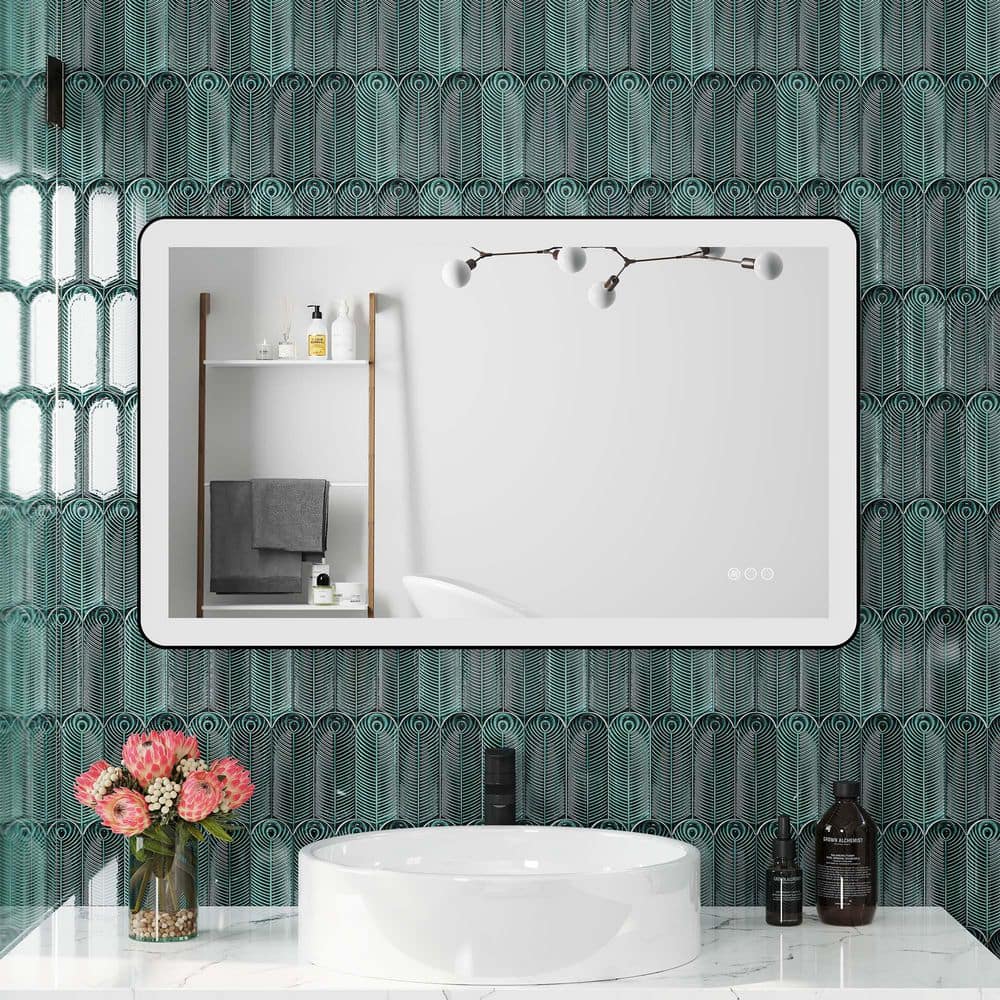 40 in. W x 24 in. H Rectangular Framed Dimmable Defogging Versatile Installation Wall-Mounted LED Bathroom Vanity Mirror price history on PriceWatchPro