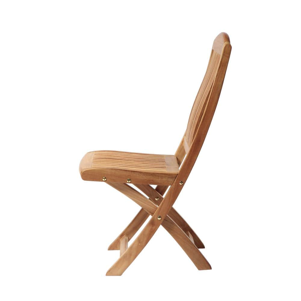Colorado Teak Armless Folding Chair with Curved Backrest