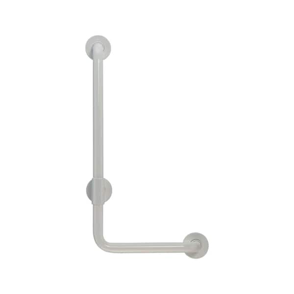 Unbranded 18 in. x 36 in. Contractor Antimicrobial Vinyl Coated L-Shape Grab Bar in White