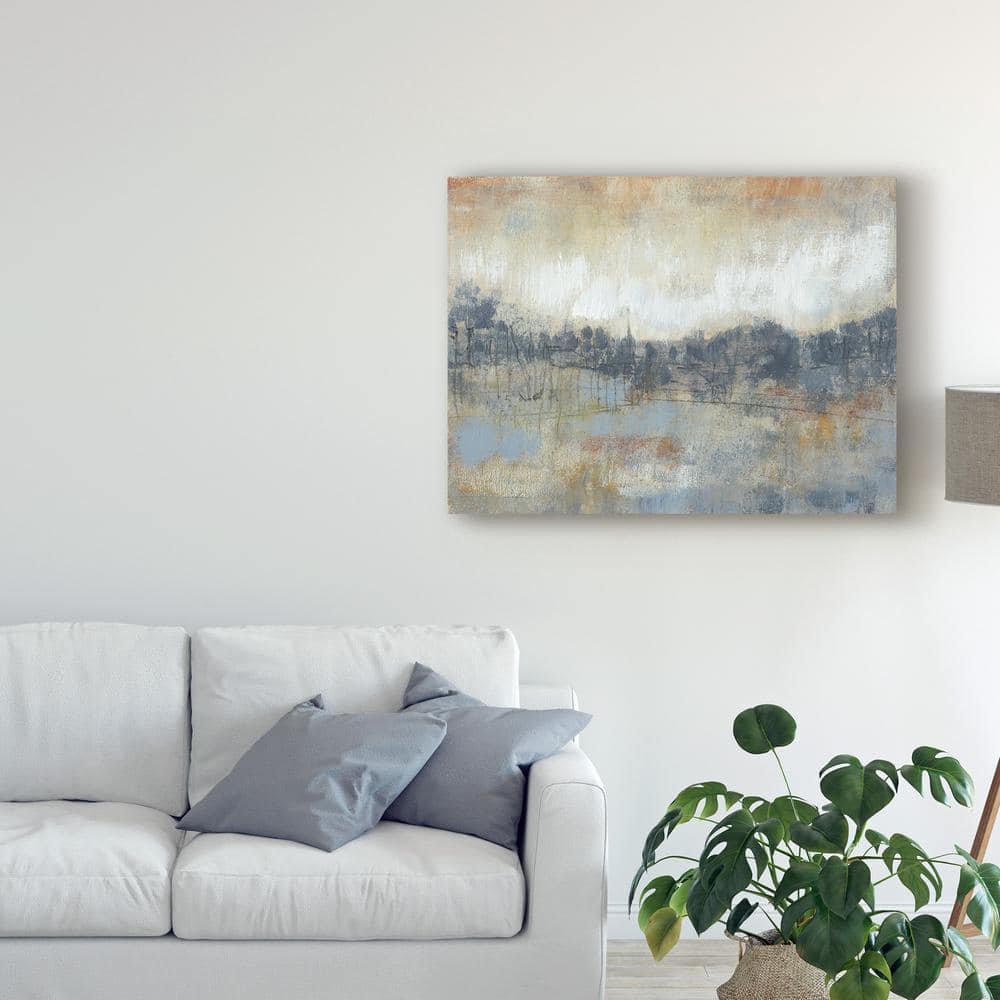 Cool Grey and Beige Abstract Landscape Canvas Print