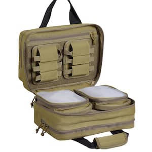 Range Bag 13 in. Brown Backpack for 2 Pistols, Tactical Gun Bag with 2 Built-in Removable Bags & 6 Detachable Magazines