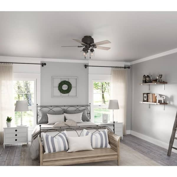 Hunter Hartland 44 in. LED Indoor Noble Bronze Ceiling Fan with Light Kit  50327 - The Home Depot