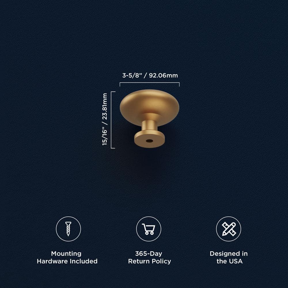 Brushed Brass Round Cabinet Knobs with Mounting Hardware