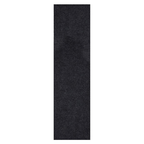 Ottomanson Lifesaver Collection Non-Slip Rubberback Solid 3x11 Indoor/Outdoor Runner Rug, 2 ft. 7 in. x 11 ft., Black