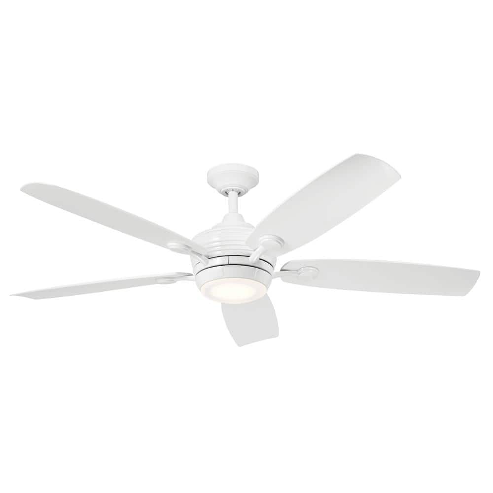 KICHLER Tranquil 56 in. Indoor/Outdoor White Downrod Mount Ceiling Fan with Integrated LED with Remote Control