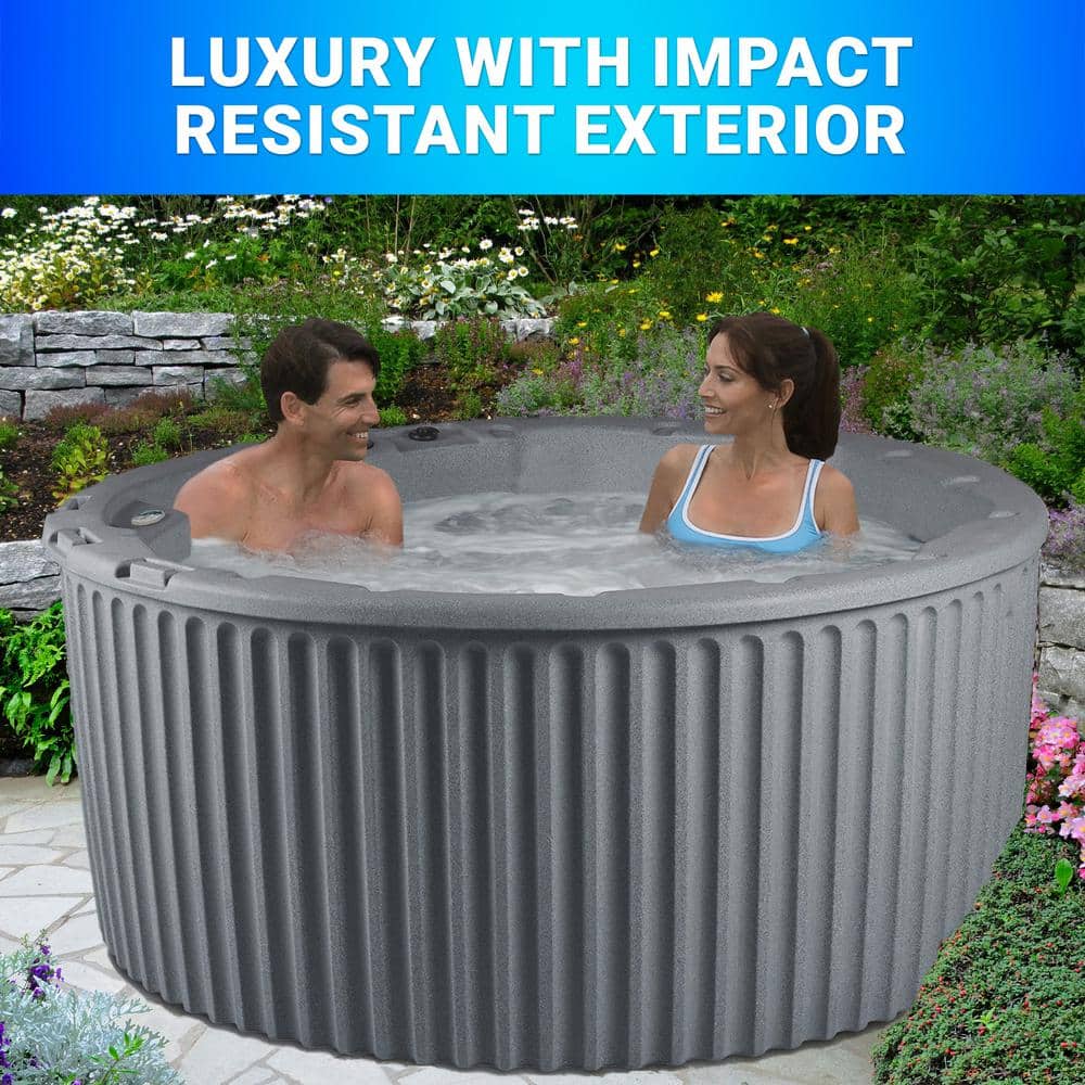 Gray Round 6-Person Polyethylene Hot Tub with 20 Jets