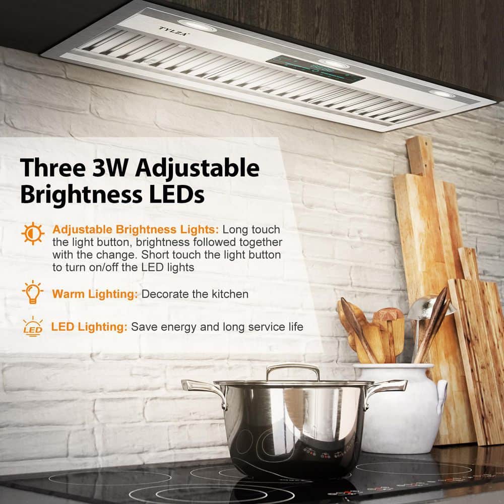 30" Stainless Steel Convertible Insert Range Hood with Charcoal Filter and LED Lights
