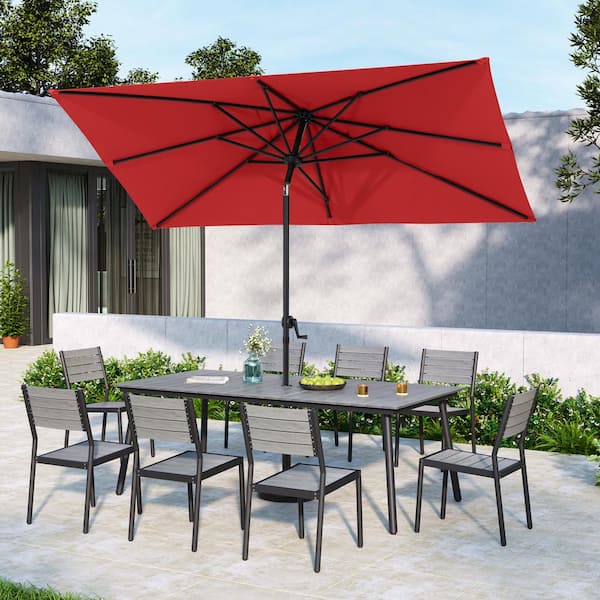 5 ft red patio umbrella ABCCANOPY 9FT 3 Tiers 8 Ribs OLEFIN 5-Year No Fading Black & Gray Stripe Enjoy relaxing outdoors with this 10x6.5ft rectangle patio umbrella Costway - 13 FT Large