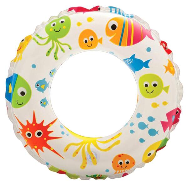 Intex Inflatable Lively Print 20 Inch Swim Ring Kids Children Outside Sun Pool 