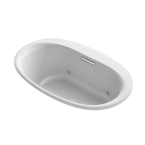 KOHLER Underscore 5 ft. Acrylic Oval Drop-in Bathtub with VibrAcoustic with Chromatherapy in Ice Grey