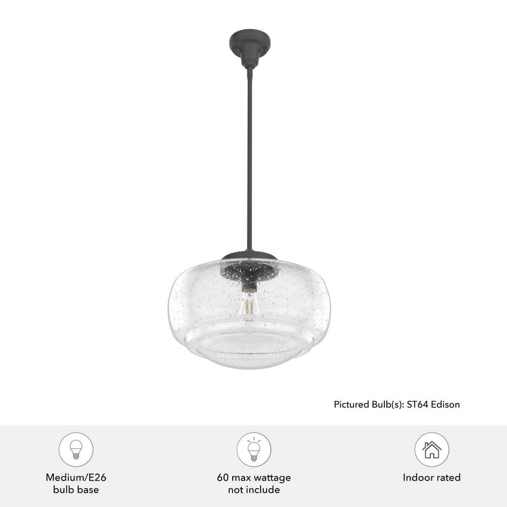 Noble Bronze Seeded Glass Mini Pendant - Transitional Schoolhouse Design