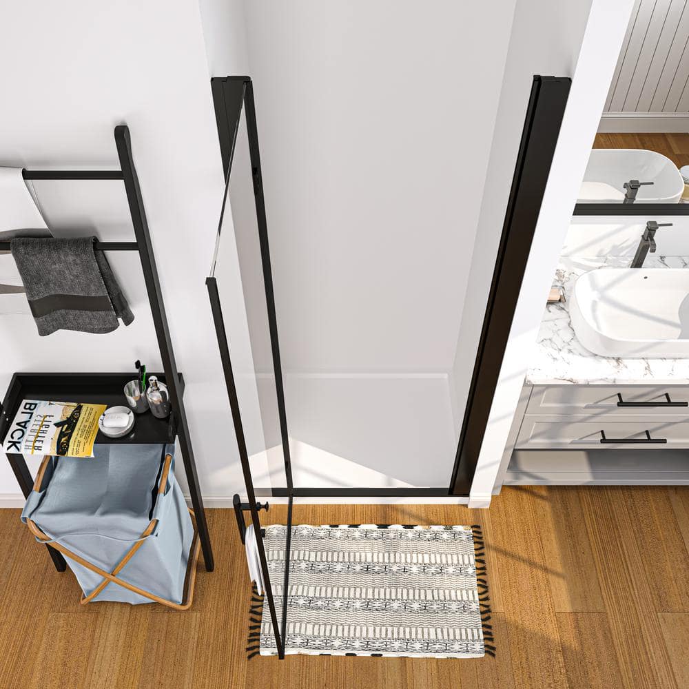 32'' Matte Black Frameless Pivot Shower Door with Clear Glass