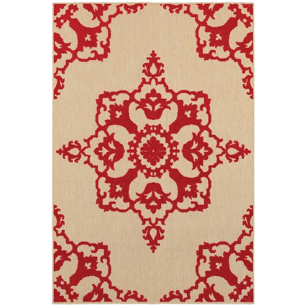 Home Decorators Collection Oceana Red 5 ft. x 8 ft. Outdoor Patio Area Rug