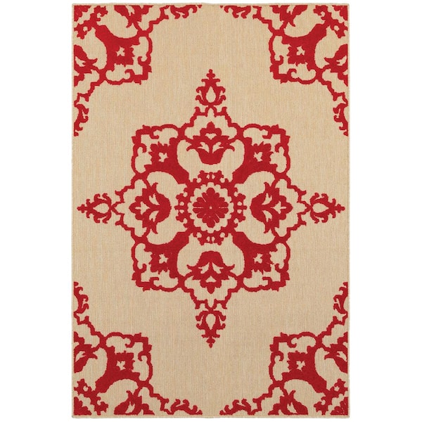 Oceana Red 8 ft. x 11 ft. Outdoor Patio Area Rug
