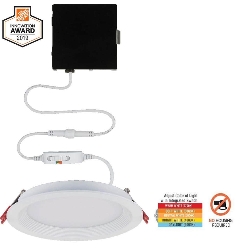 Slim Baffle Integrated LED 6 in Round Adj Color Temp Canless Recessed Light