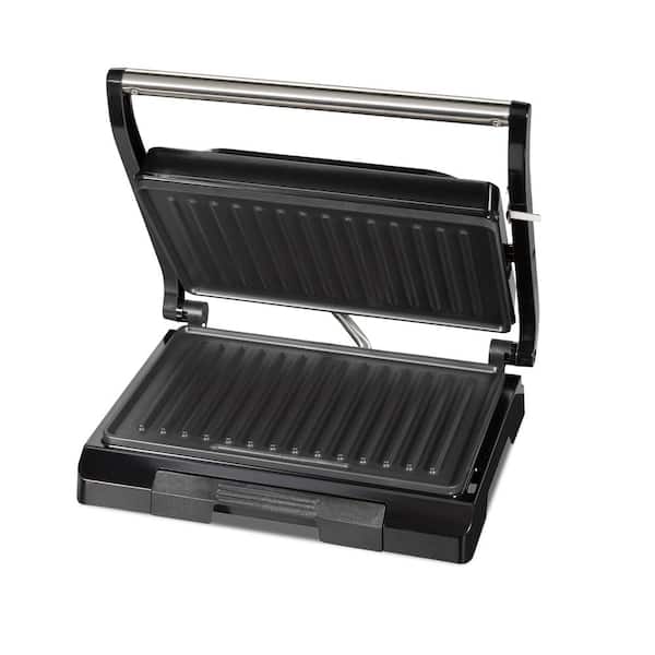 Proctor Silex Panini Press Sandwich Maker and Electric Indoor Grill, 1000  watts, Easy Clean Nonstick Grids, Compact Upright Storage, Black (25440PS)
