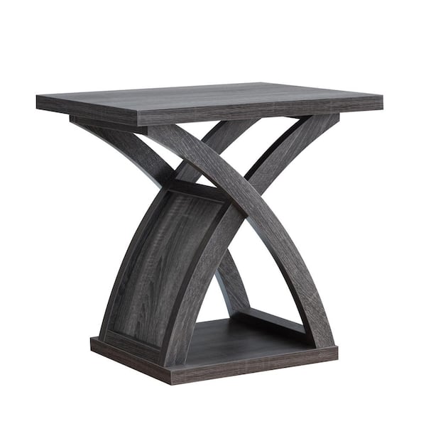 Furniture of America Luxor 19.75 in. Rectangle Distressed Gray Particle Board End Table