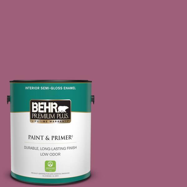 BEHR PREMIUM PLUS 1 gal. Home Decorators Collection #HDC-WR15-2 Passion Plum Semi-Gloss Enamel Low Odor Interior Paint & Primer