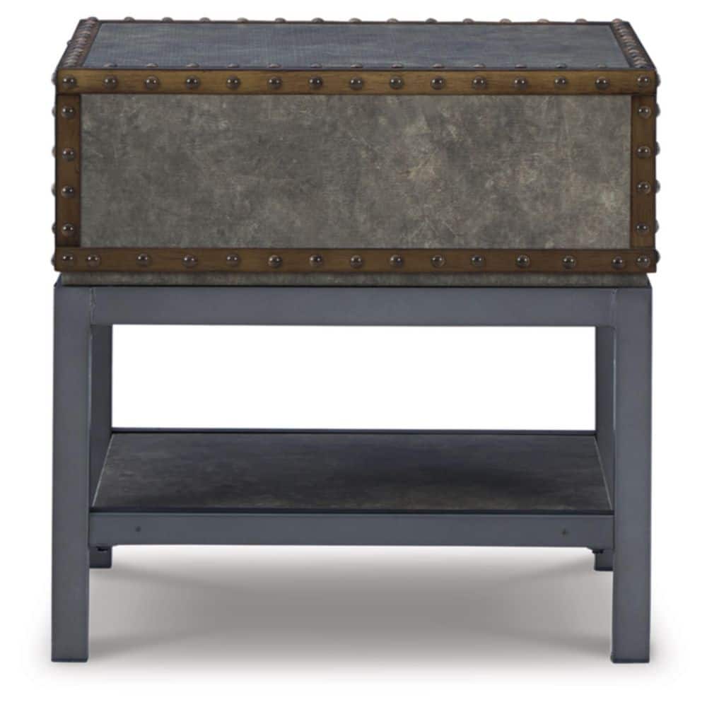 Derrylin Vintage Industrial Gray-Brown End Table with Storage