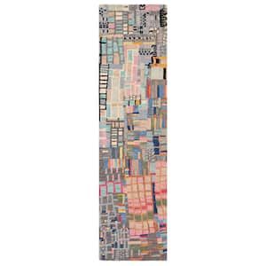 Aspen Ivory/Black 2 ft. x 19 ft. Abstract Geometric Runner Rug