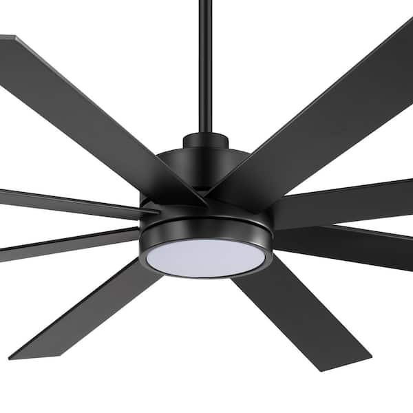 Archer 72 in. Integrated LED Indoor Matte Black Windmill Ceiling Fan with Light and Remote Control Included