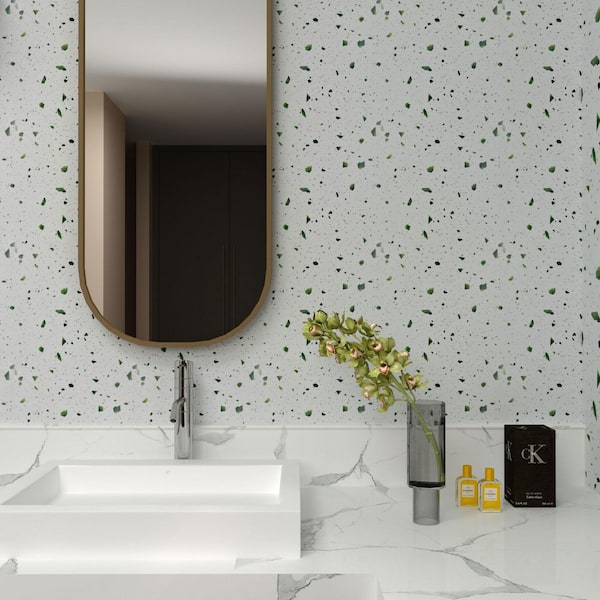 11.8 in. x 11.8 in. x 0.01 in. Green Peel and Stick Wall Tiles, PVC Wall Backsplash for Kitchen, Bathroom (10-Pack)