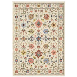 Lavista Ivory/Multi-Colored 10 ft. x 13 ft. Oriental Persian Wool/Nylon Blend Indoor Area Rug