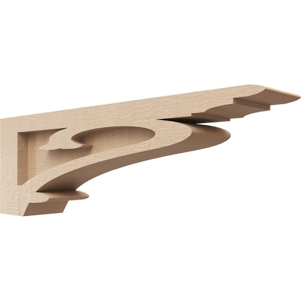 Ekena Millwork 2 in. x 4 in. x 12 in. Series 3 Thin Mayflower Rough Cedar Woodgrain Timberthane Polyurethane Corbel, Primed Tan