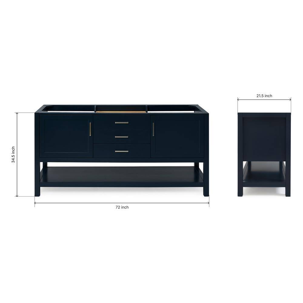 Midnight Blue 72" Double Freestanding Solid Wood Bathroom Vanity