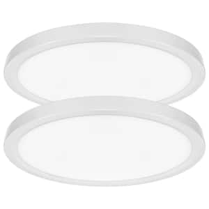 7 in. White Modern Flush Mount Ceiling Light Fixture LED Integrated 15W 1000LM 5CCT 2700K-5000K Dimmable 2-Pack