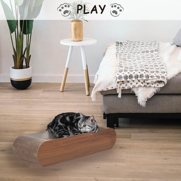 Tatayosi 1-Layer Turntable Cat Ball Toy with Feather Stick, 5 Interactive Balls and Cat Scratching Post with Mat