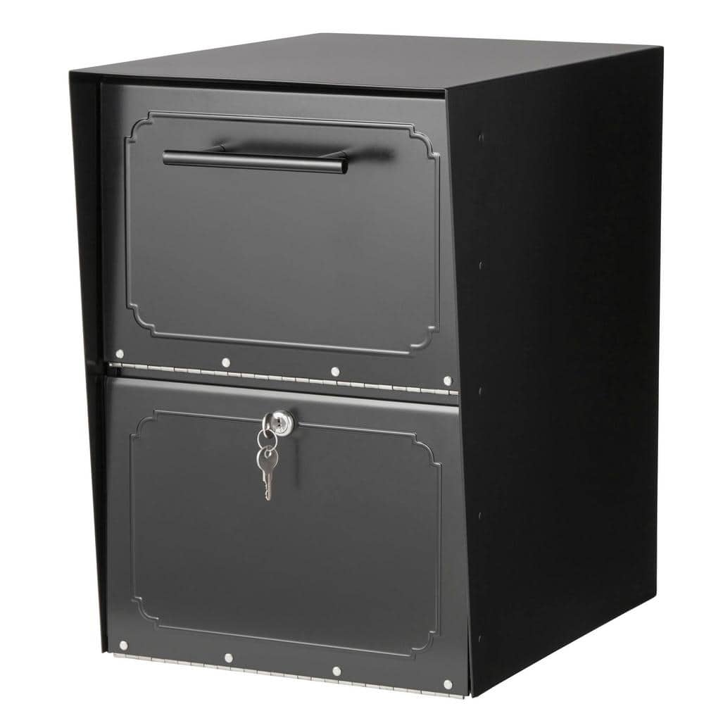 Black Steel Lockable Post-Mount Drop Box