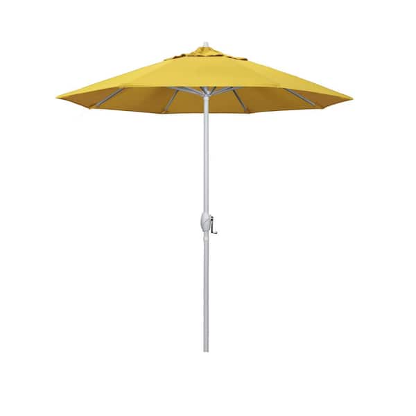 California Umbrella 7.5 ft. Matted White Aluminum Market Patio Umbrella Auto Tilt in Lemon Olefin